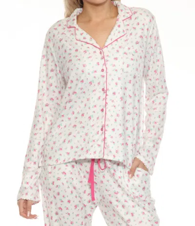 Pj Salvage Vintage Remix Long Sleeve Pajama Top In Ivory In Multi