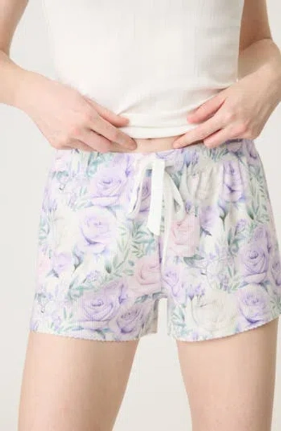 Pj Salvage Violet Rose Thermal Pajama Shorts In White