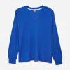 PJ SALVAGE WAFFLE KNIT LONG SLEEVE LOUNGE TOP IN ROYAL BLUE