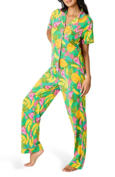 Pj Salvage Whimsy Cotton Blend Pajamas In Bright Green
