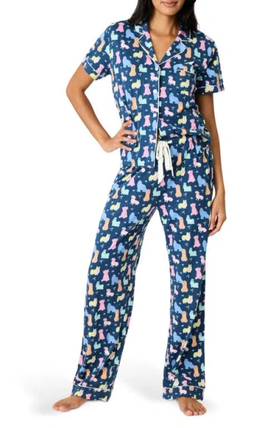 Pj Salvage Whimsy Cotton Blend Pajamas In Navy