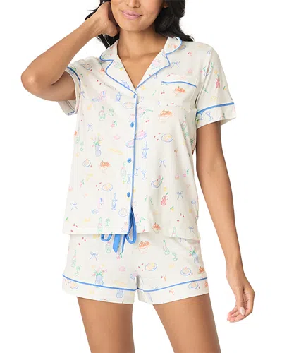 Pj Salvage Whimsy Short Sleeve Pajama Set In White