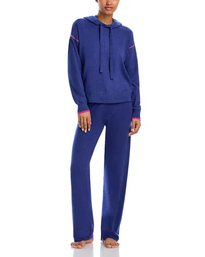 Pj Salvage Whipstitched Hoodie & Drawstring Pants Pajama Set In Dark Peri