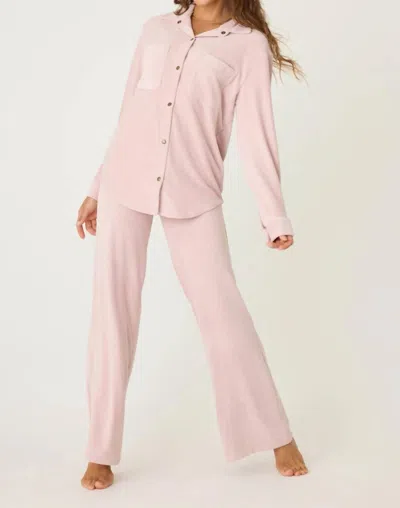 Pj Salvage Winter Classics Long Pajama Set In Pink Clay