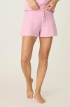 Pj Salvage Wish You Were Here Waffle Knit Pajama Shorts In Pink