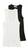 Pj Salvage Women's 2-pack Tank Tops In Black And White In Multi