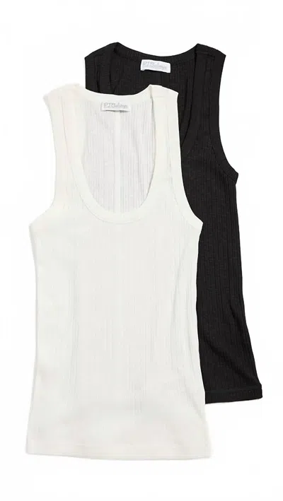 Pj Salvage Women's 2-pack Tank Tops In Black And White In Multi