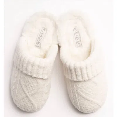 Pj Salvage Women's Cable Knit Slides In Ivory In Multi