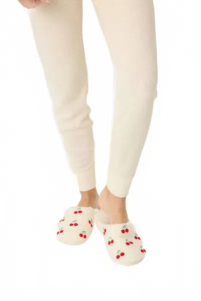Pj Salvage Women's Cherry Fun Slippers In Ivory In White
