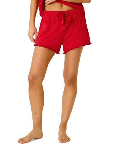 Pj Salvage Women's Femme De Noel Polka-dot Thigh-length Shorts In Lipstick