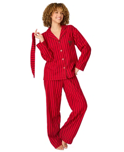 Pj Salvage Women's Flannel Long-sleeve Print Top And Pants, 2-piece Set In Red