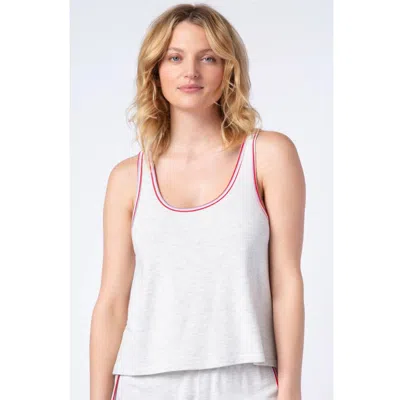 Pj Salvage Women's P. J. Salvage Loungewear All American Tank Top Gray Scoop Neck Gbo554 In White