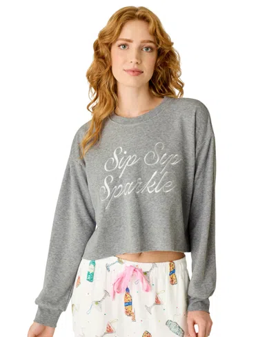 Pj Salvage Women's Sip Sip Sparkle Long-sleeve Crewneck Sweater In Gray