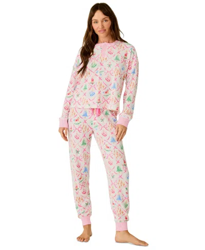 Pj Salvage Women's Ski Jammie Henley Long-sleeve Top And Pants, 2-piece Set In Multi