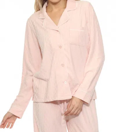 Pj Salvage Women's Very Terry Cable Crew Pajama Top In Pink Tint