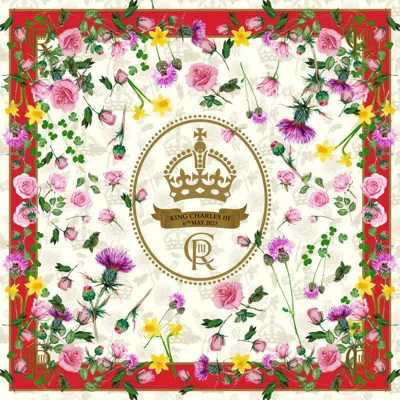 Pj Studio Women's Hrh King Charles Iii Souvenir Silk Scarf In Burgundy