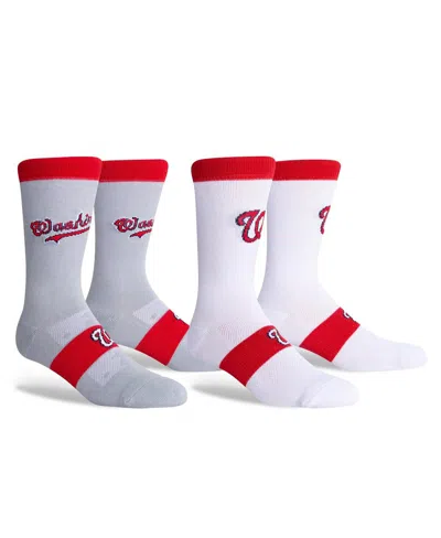 Pkwy Men's Washington Nationals Two-pack Home & Away Uniform Crew Socks In White,gray
