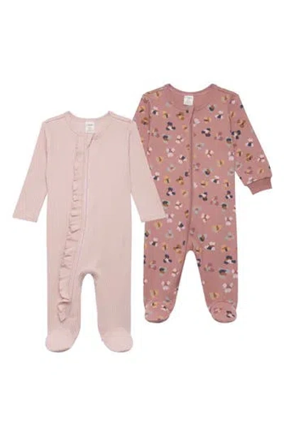 Pl Baby By Petit Lem 2-pack Footie In Brown