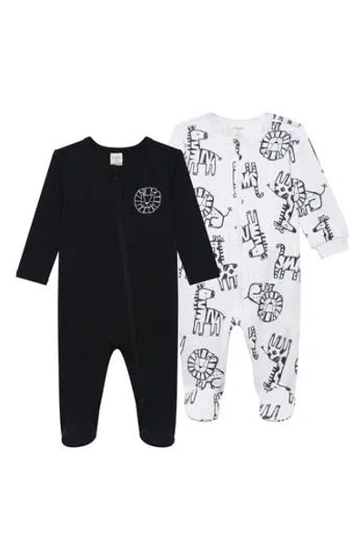 Pl Baby By Petit Lem 2-pack Full Zip Footie In Black