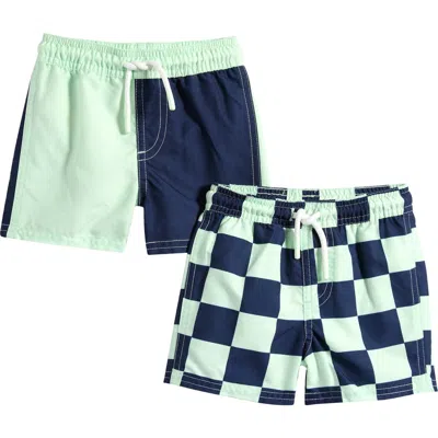 Pl Baby By Petit Lem 2-pack Swim Trunks In Navy