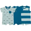 Pl Baby By Petit Lem 3-pack Rompers In Fish