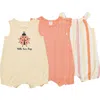 Pl Baby By Petit Lem 3-pack Rompers In Light Yellow