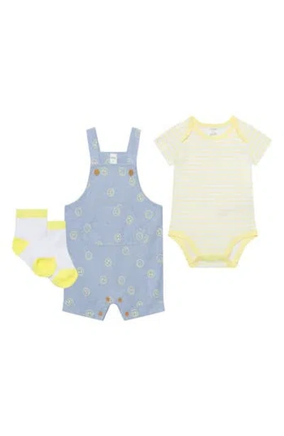 Pl Baby By Petit Lem 3-piece Overall Set In Smiley