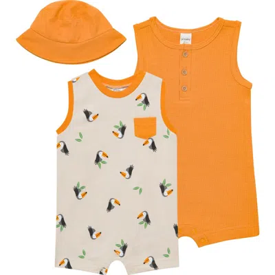 Pl Baby By Petit Lem 3-piece Romper & Hat Set In Toucan