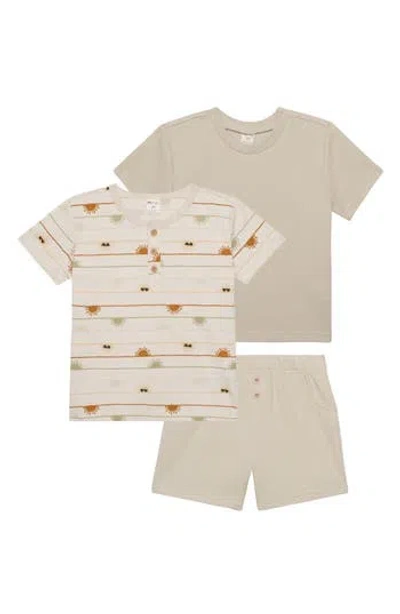 Pl Baby By Petit Lem Kids'  3-piece T-shirt & Shorts Set In Beige Sun