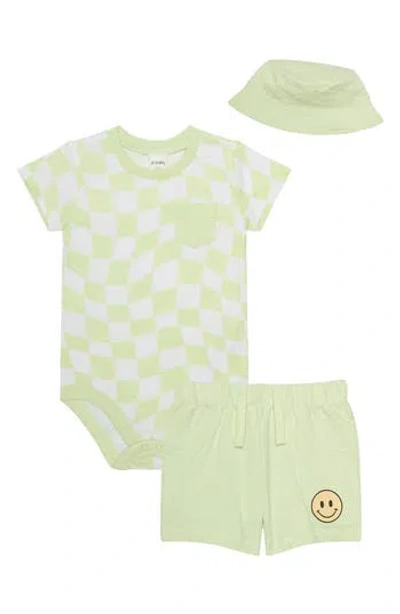 Pl Baby By Petit Lem Bodysuit, Shorts & Hat Set In Green