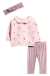 Pl Baby By Petit Lem Fairy Peter Pan Top, Leggings & Headband Set In Pink