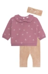 Pl Baby By Petit Lem Fairy Peter Pan Top, Leggings & Headband Set In Pink