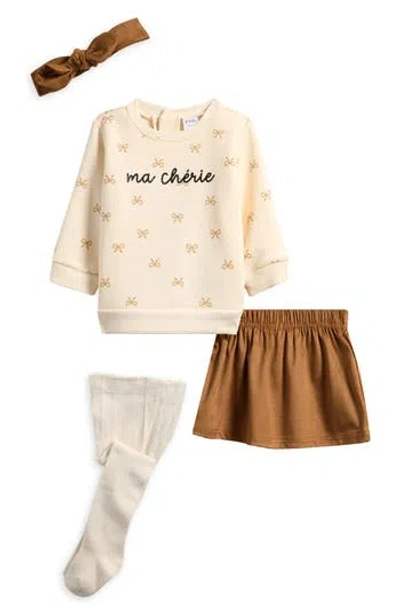 Pl Baby By Petit Lem Ma Chérie Top, Skirt, Socks & Headband Set In Multi