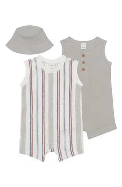 Pl Baby By Petit Lem Romper & Bucket Hat Set In Multi