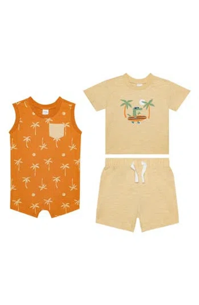 Pl Baby By Petit Lem Romper, T-shirt & Shorts Set