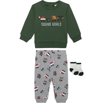 Pl Baby By Petit Lem Squad Goals Sweatshirt, Leggings & Socks Set