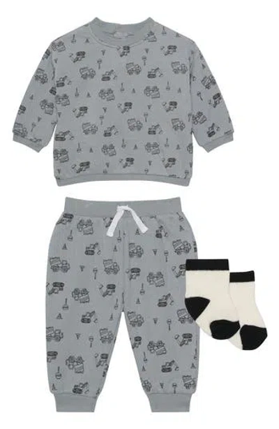 Pl Baby By Petit Lem Sweatshirt, Joggers & Socks Set In Gray
