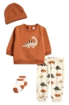 Pl Baby By Petit Lem Sweatshirt, Leggings, Socks & Beanie Set In Multi