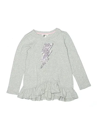 Pre-owned Pl Kids' Long Sleeve Top Silver Ruffles Neckline Tops