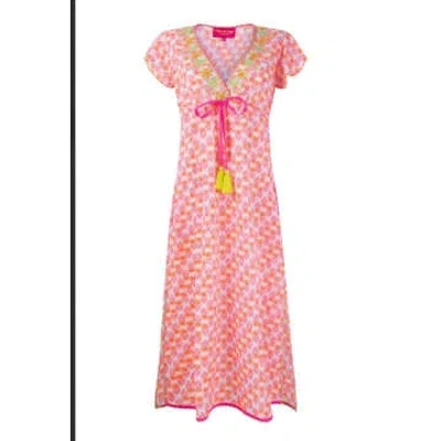 Place Du Soleil Long Flower Dress S24125 In Pink