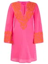 Place Du Soleil Embroidered Mini Dress In Hot Pink S24 314 In Pink