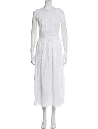 Pre-owned Place Nationale Crew Neck Long Dress In Neutral