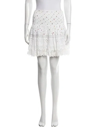 Pre-owned Place Nationale Floral Print Mini Skirt In White