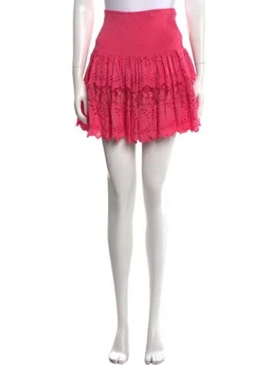 Pre-owned Place Nationale Lace Pattern Mini Skirt W/ Tags In Pink