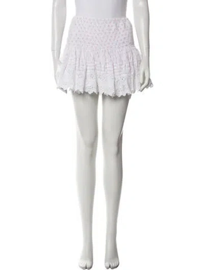 Pre-owned Place Nationale Lace Pattern Mini Skirt In White