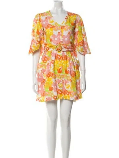 Pre-owned Place Nationale Linen Mini Dress In Multi