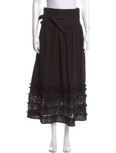 Pre-owned Place Nationale Pom-pom Embellishments Midi Length Skirt In Black