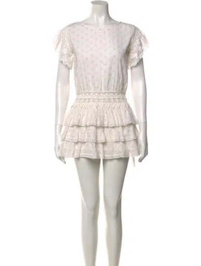 Pre-owned Place Nationale Printed Mini Dress In White