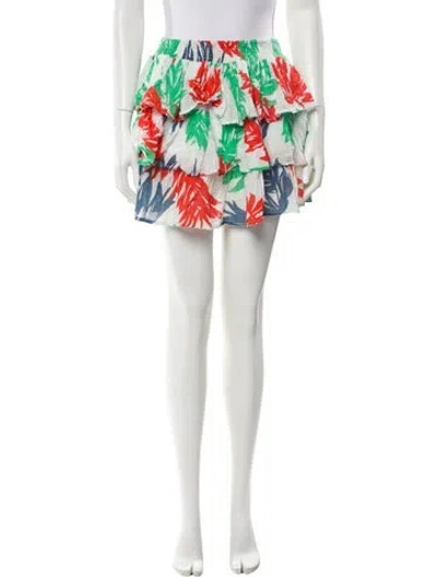 Pre-owned Place Nationale Printed Mini Skirt In White