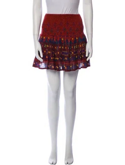 Pre-owned Place Nationale Printed Skirt Tunic In Red